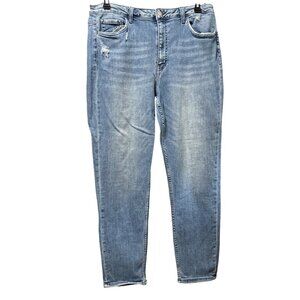 Flying Monkey size 32  distressed medium wash 5 pocket zip front jeans